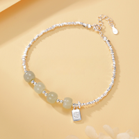 wholesale S925 Sterling Silver YaXi Crushed Silver Fu Pendant Hetian Jade Bracelet for Women, New Chinese Minimalist Design Crushed Silver Bracelet, Guochao Style-Broken Silver Fortune Hetian Jade Bracelet/4.88g&gt;SL010693