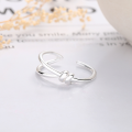 wholesale S925 Sterling Silver Twisted Rope Ring, Niche Luxury Hollow Design Adjustable Index Finger Ring with Premium Feel-0-3