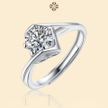 wholesale S925 Silver Moissanite Angel's Kiss Adjustable Ring Fashion Jewelry Ready for Wholesale-0-0