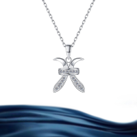 wholesale S925 Sterling Silver Wholesale Pisces Constellation Necklace for Women with Moissanite High-end Silver Jewelry Accessories-Pisces (D-color moissanite)  925 silver