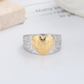wholesale S925 silver fashionable Korean-style gold love heart vintage pattern luxury wind versatile open ring-0-1