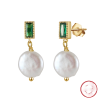wholesale S925 Sterling Silver, Cultured Freshwater Pearl, 14K Gold Korean Style Earrings Factory Direct-14K gold, natural freshwater pearl, approximately 3.22g 925 silver