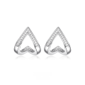 wholesale 925 Sterling Silver Hollow Heart Earrings with Micro-Inlaid Zircon, Ins Light Luxury High-End Sensibility-0-0