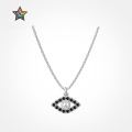 wholesale S925 Sterling Silver Demonic Eye Necklace for Women with Mother-of-Pearl and Black Zircon Inset Design, Light Luxury Ins Style Collarbone Chain-0-0