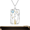 wholesale S925 silver Italian craftsmanship abstract designer necklace pendant inlaid with natural topaz-0-1