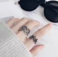wholesale 925 Silver Vintage Five-Point Star Ring for Women, Korean Ins Fashion Retro Distressed Japanese-Style Open Star Ring-0-2