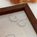 wholesale S925 sterling silver twisted geometric earrings for women, minimalist bohemian luxury, unique and delicate small fresh style ear accessories-0-4
