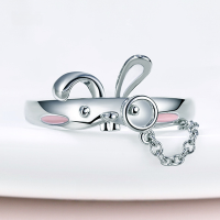 wholesale 925 Sterling Silver, Xiaohongshu Same Style Ring for Women, Ins Style Minimalist Accessory Chain Exquisite Personalized Silver Jewelry Wholesale-Dr. Rabbit Ring US Size 6