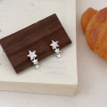 wholesale S925 Sterling Silver Five-Pointed Star Tassel Earrings for Women, Minimalist, Fresh and Stylish, Versatile Cold Tone Ear Accessories-0-5
