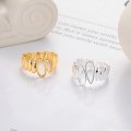 wholesale S925 Sterling Silver Hollow-Out Interlocking Adjustable Two-Tone Ring for Women, Versatile Index Finger Ring-0-0