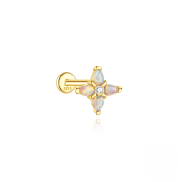 wholesale S925 Sterling Silver Geometric Marquise Cut Opal Threaded Flat Back Ear Bone Stud With Zircon Accent, Fast Selling On Aliexpress-Single gold #11