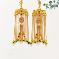 wholesale S925 Gold-Plated Red and Green Tassel Fringe Accessory Bracelet Necklace Charms DIY Handcraft Spacer Bead Semi-Finished Products-0-1