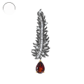 wholesale S925 silver feather design natural gemstone brooch with garnet, convertible to pendant-0-0