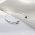 wholesale S925 Sterling Silver AS123 Japanese and Korean Student Minimalist Bracelet, Vintage Distressed Double Knot Love Knot Bangle for Women-0-1