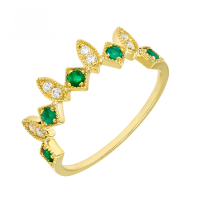 wholesale 10K gold vintage emerald moissanite ring by Yili Jewelry, a niche and upscale original manufacturer of jewelry wholesale-Emerald Ring  Size 8