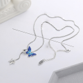 wholesale S925 Sterling Silver Korean-style Epoxy Resin Enamel Butterfly Minimalist Design Luxury Elegant Versatile Necklace-0-1