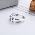 wholesale S925 Silver Cloud Tide Pavilion Fashion Minimalist Korean-Style Elegant Crossed Lines Geometric Trendy Design Open Adjustable Ring-0-2