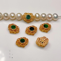 wholesale 925 silver gold-plated flower bead spacer gasket semi-finished DIY jewelry crystal gemstone bracelet necklace accessories-0-15
