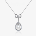 wholesale S925 Silver, 14mm Pearl Series Pendant with Luxurious Full Diamond Accents, 40+5cm Collar Necklace, New Stylish from ShiPei Jewelry-0-0