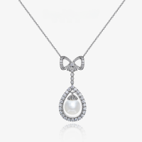 wholesale S925 Silver, 14mm Pearl Series Pendant with Luxurious Full Diamond Accents, 40+5cm Collar Necklace, New Stylish from ShiPei Jewelry-White【P-0731】 Chain length 40+5cm