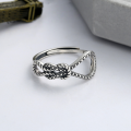 wholesale S925 Sterling Silver European and American Style Cross-Border Asymmetric Knotted Bow Fashion Index Finger Adjustable Ring for Women-0-1