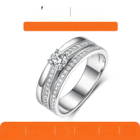 wholesale S925 Silver Men's Ring Moissanite Inlaid Wide Band Cross-Border Hot-Selling Ready-to-Ship Wholesale Exquisite Unique-Silver 0.4 carat (with certificate)  11 US