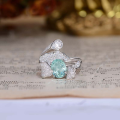 wholesale 18k Gold Plated Sterling Silver Artificially Synthesized Paraiba Lake Green 7*9mm Oval High Jewelry Closed Ring-0-1