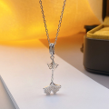 wholesale Silver S999 Maker's Ginkgo Leaf Diamond-Encrusted Tassel Necklace, Fashionable Niche Versatile Collarbone Chain New Birthday Gift-0-0