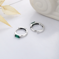 wholesale S925 Sterling Silver European and American Minimalist Style Inlaid Green Zircon Trendy Streetwear Versatile Earrings-0-2