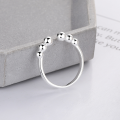 wholesale S925 Sterling Silver Fashion Minimalist Cross-Border Small Bead Simple Circle Cold and Trendy Design Open Adjustable Ring for Women-0-2