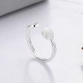 wholesale S925 Sterling Silver Hollow Geometric Brushed Ball Ring Adjustable Index Finger Ring Niche Factory Direct-0-1