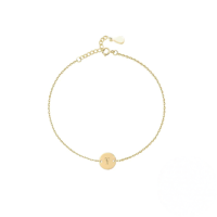 wholesale S925 Sterling Silver Engraved Round Tag 26 Letters Charm Bracelet For Women Daily Wear-Gold-Y 925 silver