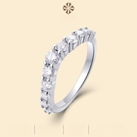 wholesale Silver metal Korean-style V-shaped minimalist stacking ring set, small and niche Ins-style hand jewelry, luxury moissanite ring, non-fading-Moissanite>US No. 8
