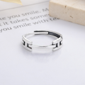 wholesale S925 sterling silver retro INS minimalist style black epoxy H letter ring small design index finger ring for women-0-2