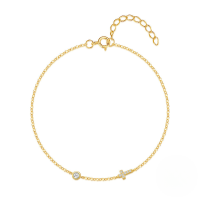 wholesale [s925 Sterling Silver] Cross Pendant Zircon Bracelet, Classic Fashion Korean Style Niche Design Sense Ins Style Women's Accessories-Gold 925 silver
