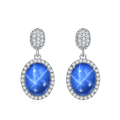 wholesale S925 Silver Cultivated Star Ruby and Sapphire Designer Earrings, Light Luxury Style Gemstone Ear Studs-0-0