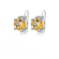wholesale S925 Sterling Silver Natural Citrine Stud Earrings, Fashion Minimalist Style Natural Gemstone Earrings-0-0
