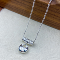 wholesale Ag999 Silver Auspicious Pattern Little Plump Blessing Plain Silver Necklace Fashion New Chinese Style High-End Design Versatile Collarbone Chain-0-5
