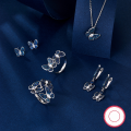 wholesale 925 Sterling Silver Jewelry Set Cross-Border Hot Pick Retro Elegant High-End Blue Butterfly Earrings Ring Necklace-0-3