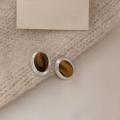 wholesale S925 Sterling Silver Natural Tiger's Eye Stud Earrings for Women, New Arrival, Versatile and Elegant, Advanced Marled Ear Accessories-0-1