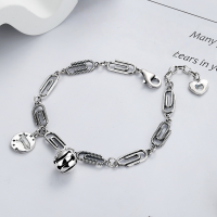 wholesale S925 Sterling Silver Ins Smiley Bell Paper Clip Bracelet Korean Version Minimalist Style Women's Jewelry-YS086/approx. 8.4g 925 silver