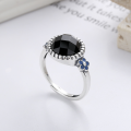 wholesale S925 Sterling Silver European and American Cross-Border Creative Faceted Zirconia Splice Floral Pattern Sweet and Edgy Style Open Adjustable Ring-0-0