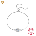 wholesale 925 Sterling Silver Stretch Bead Evil Eye Zircon Bracelet, Light Luxury High-End European and American Foreign Trade Jewelry-0-6