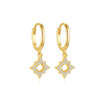 wholesale 925 Sterling Silver New Ins Creative Moon Star Earrings With Marquise Teardrop Zircons And Hoop Clasps-Gold#5 925 silver