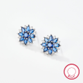 wholesale S925 Silver Earrings and Necklace Set with Snowflake Blue Spinel, Cross-Border Europe and America Hot-Selling, Light Luxury Niche Design Ear Jewelry-0-4