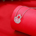 wholesale S925 Sterling Silver Chinese Style White Chalcedony Gourd Necklace Fashion Elegant Auspicious Happiness Fu Lu Pendant Collarbone Chain Accessory-0-1