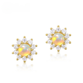 wholesale S925 Silver Japanese Korean Style Cute Minimalist Star Stud Earrings Women Small Opal Earrings Women Inlaid Opal Factory Wholesale-0-0