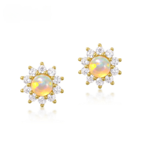 wholesale S925 Silver Japanese Korean Style Cute Minimalist Star Stud Earrings Women Small Opal Earrings Women Inlaid Opal Factory Wholesale-10K gold + swimming paint  925 silver