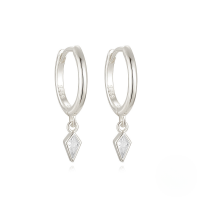 wholesale 925 Sterling Silver Kite Stone Ear Hoops,ins。-Platinum 925 silver