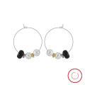 wholesale S925 sterling silver jewelry, black onyx shell pearl bead stylish versatile earrings factory direct-0-4